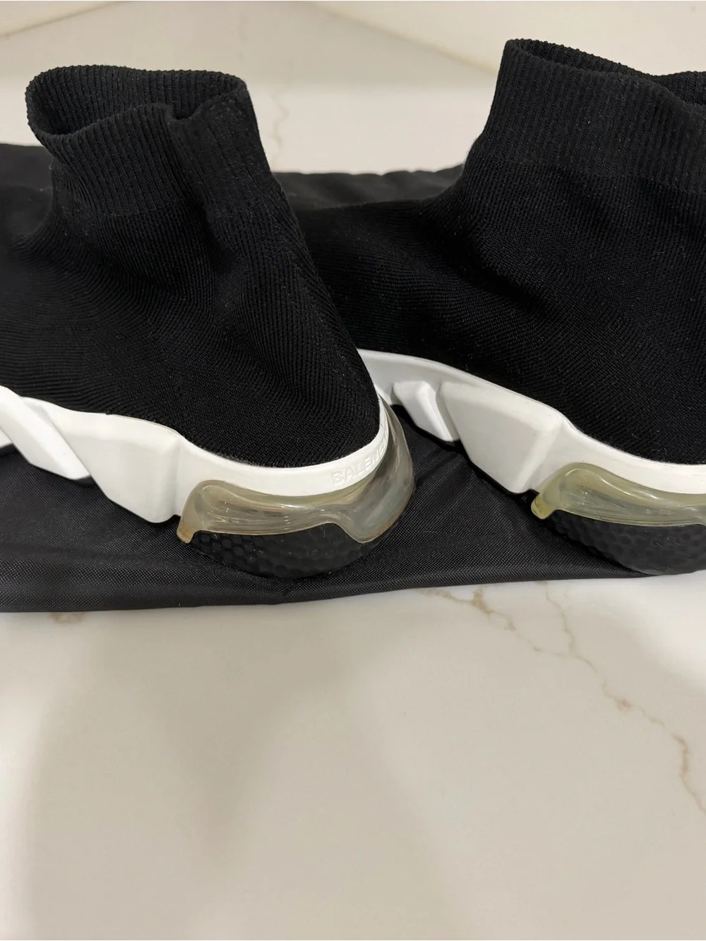Balenciaga Black and White Stretch Knit Sock Sneakers